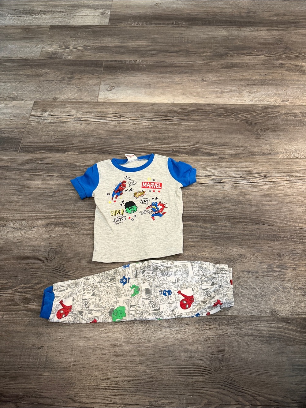 Marvel Gray and Blue Kids Marvel Heroes Pajama Set